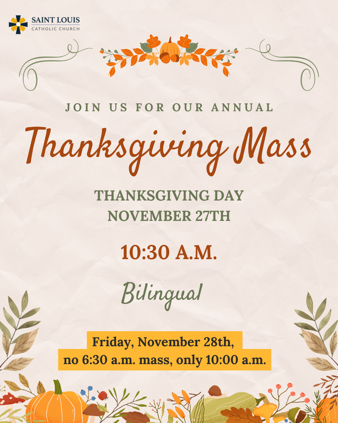 Thanksgiving Mass                                                                                                                                                                                                                                                                                           