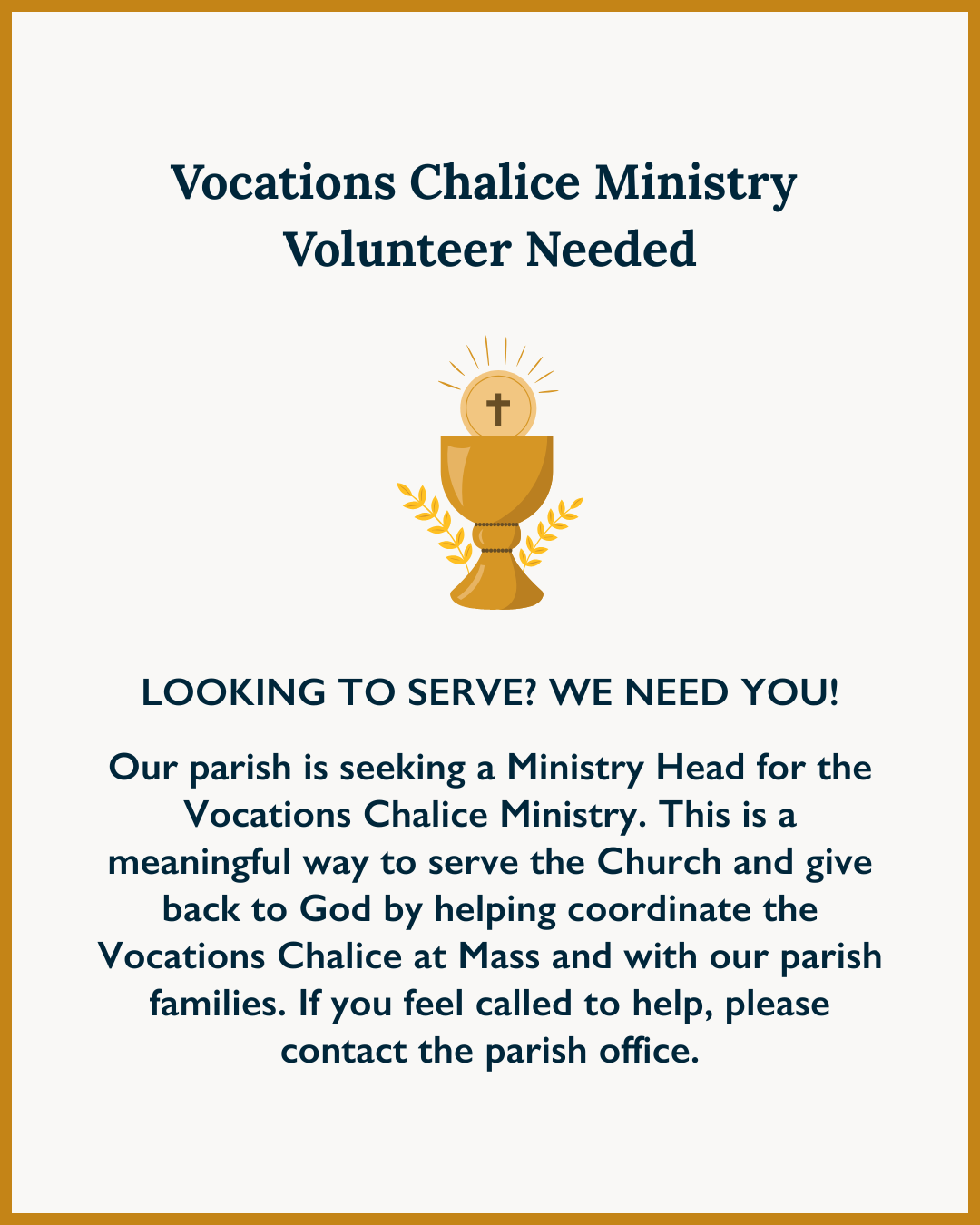Vocations Chalice Ministry Head