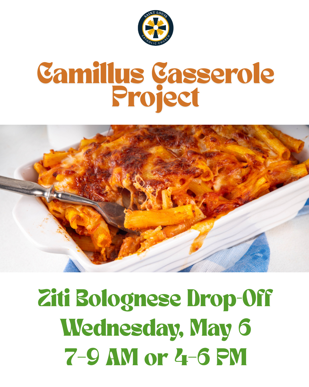 Camillus Casserole Project (Ziti Bolognese Drop-Off)                                                                                                                                                                                                                                                        