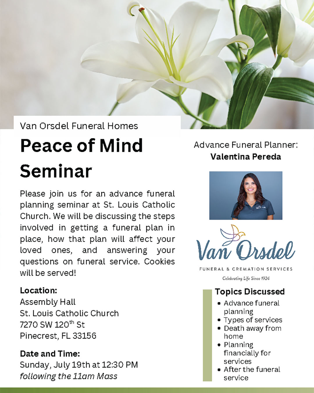 Peace of Mind Seminar with Van Orsdel Funeral Home                                                                                                                                                                                                                                                          