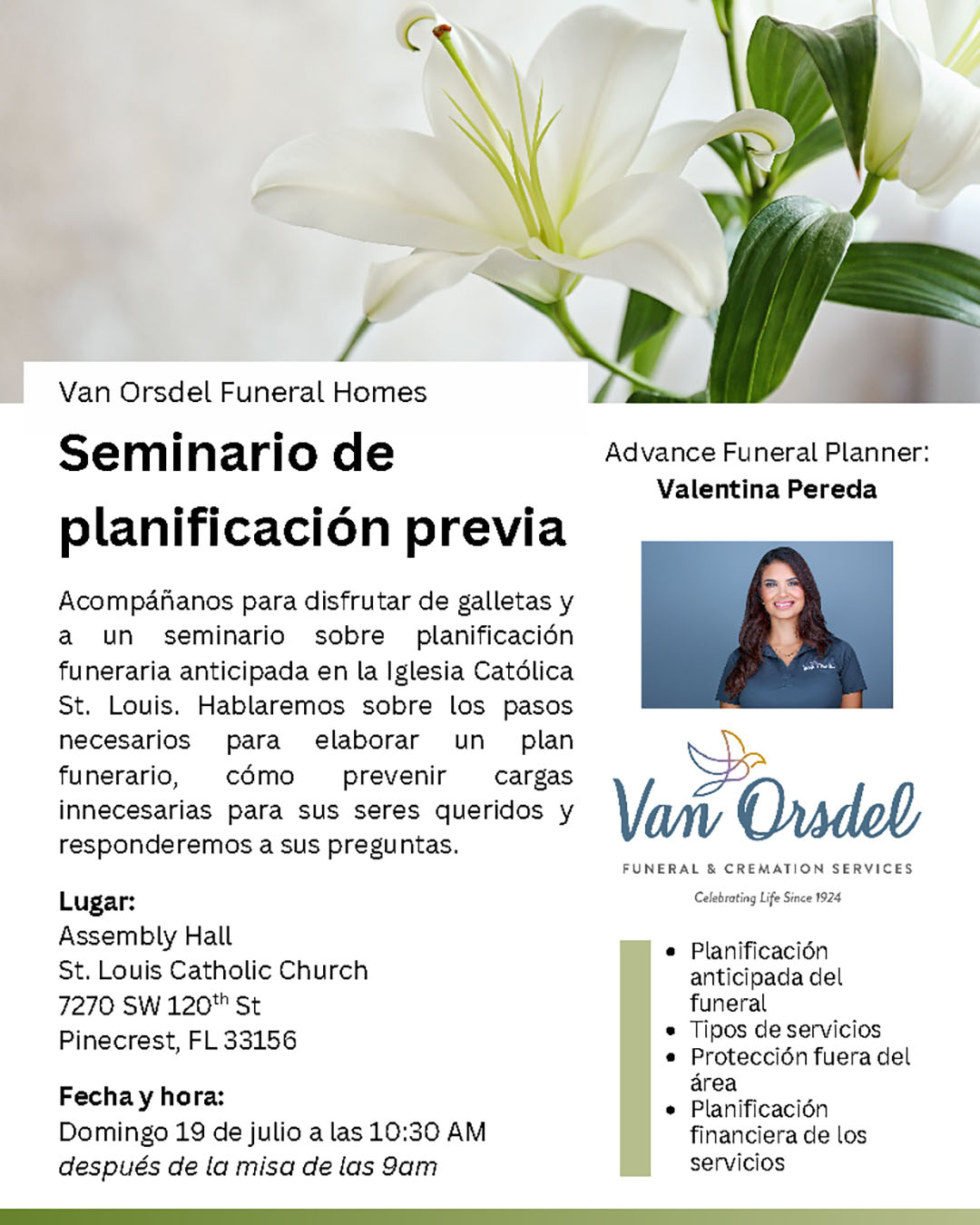 Seminario de planificación previa con Van Orsdel Funeral Home                                                                                                                                                                                                                                              